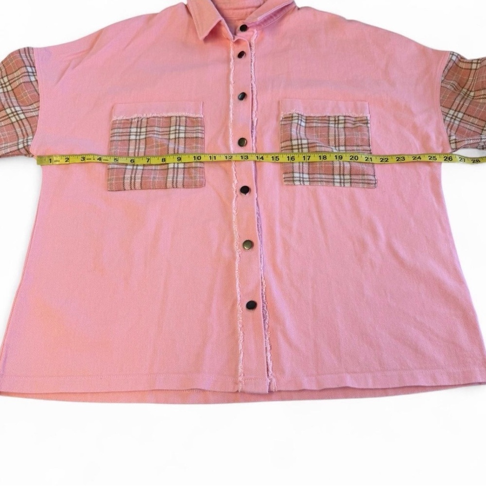 Oversized Pink Plaid Shirt Jacket Shacket Women’s XL Cabincore Outdoor Boho - Picture 4 of 5